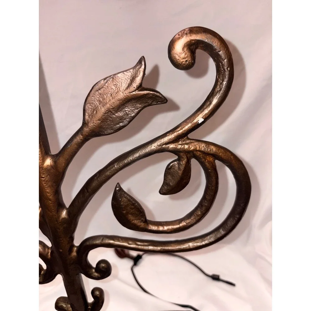 Pottery Barn Bronze Vine Leaf Table Lamp Base Scrolling Floral Metal 2007 Vintag
